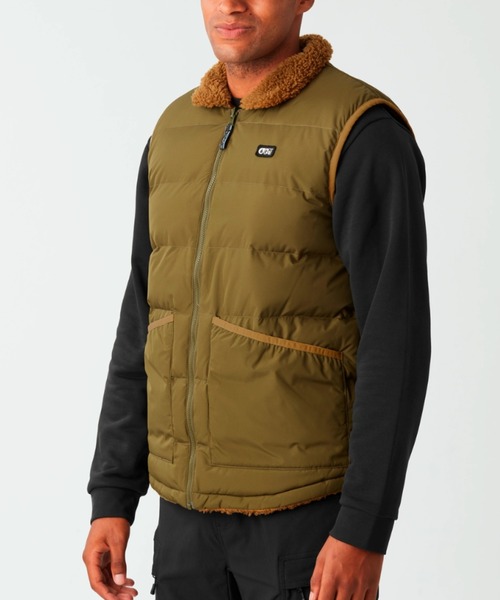 PICTURE ORGANIC CLOTHING(ピクチャーオーガニッククロージング)の「【PICTURE/ピクチャー】RUSSELLO VEST リバーシブル ナイロン モコモコ ボア ベスト(ベスト・メンズ・ブラック/カーキ・LARGE/X-LARGE/MEDIUM)」の2枚目の写真