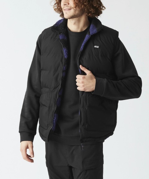 PICTURE ORGANIC CLOTHING(ピクチャーオーガニッククロージング)の「【PICTURE/ピクチャー】RUSSELLO VEST リバーシブル ナイロン モコモコ ボア ベスト(ベスト・メンズ・ブラック/カーキ・LARGE/X-LARGE/MEDIUM)」の1枚目の写真