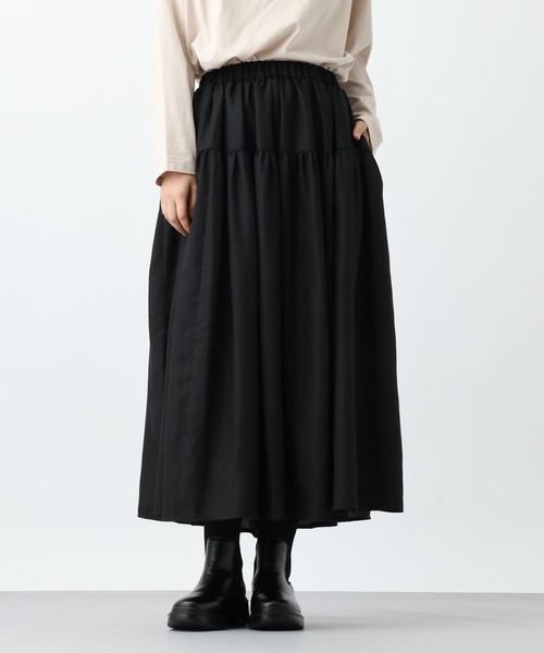 studio CLIP（スタディオクリップ）の「《natural by clip》TWティアードスカート（スカート・レディース・ブラック/ナチュラル・FREE）」の3枚目の写真
