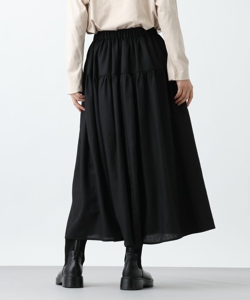 studio CLIP（スタディオクリップ）の「《natural by clip》TWティアードスカート（スカート・レディース・ブラック/ナチュラル・FREE）」の5枚目の写真