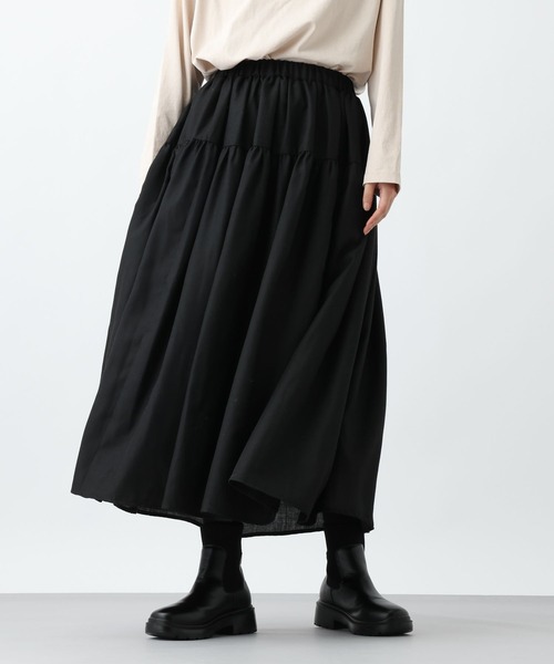 studio CLIP（スタディオクリップ）の「《natural by clip》TWティアードスカート（スカート・レディース・ブラック/ナチュラル・FREE）」の7枚目の写真