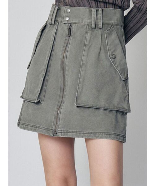 MURUA(ムルーア)の「フロントZIPアウトポケットミニスカート(スカート・レディース・グレー/ベージュ/カーキ・2/1)」の3枚目の写真