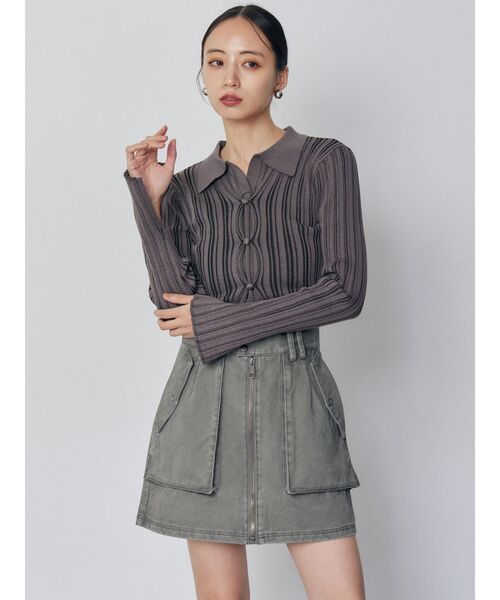 MURUA(ムルーア)の「フロントZIPアウトポケットミニスカート(スカート・レディース・グレー/ベージュ/カーキ・2/1)」の17枚目の写真