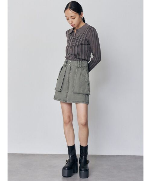 MURUA(ムルーア)の「フロントZIPアウトポケットミニスカート(スカート・レディース・グレー/ベージュ/カーキ・2/1)」の18枚目の写真