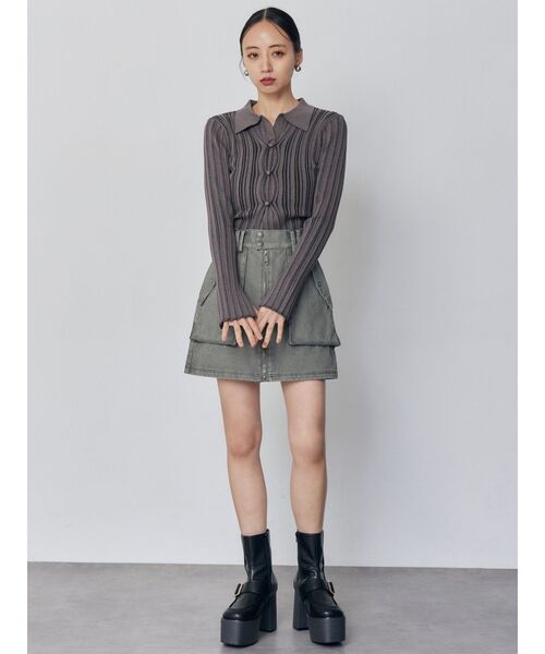 MURUA(ムルーア)の「フロントZIPアウトポケットミニスカート(スカート・レディース・グレー/ベージュ/カーキ・2/1)」の19枚目の写真