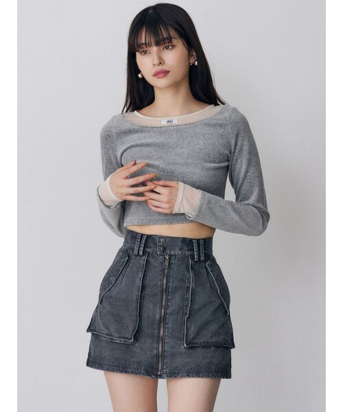 MURUA(ムルーア)の「フロントZIPアウトポケットミニスカート(スカート・レディース・グレー/ベージュ/カーキ・2/1)」の9枚目の写真