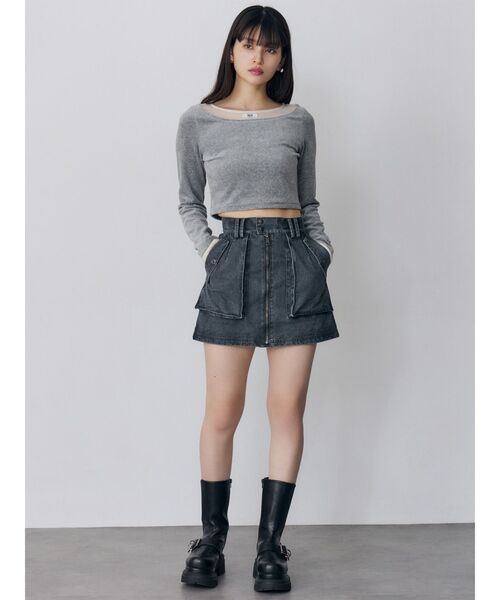 MURUA(ムルーア)の「フロントZIPアウトポケットミニスカート(スカート・レディース・グレー/ベージュ/カーキ・2/1)」の7枚目の写真