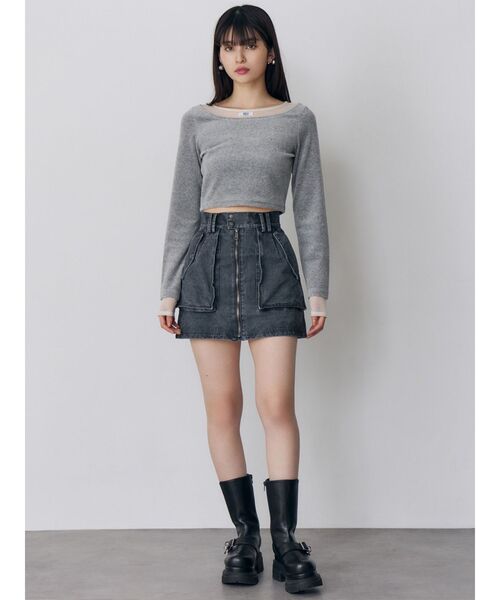 MURUA(ムルーア)の「フロントZIPアウトポケットミニスカート(スカート・レディース・グレー/ベージュ/カーキ・2/1)」の6枚目の写真