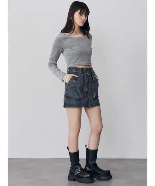 MURUA(ムルーア)の「フロントZIPアウトポケットミニスカート(スカート・レディース・グレー/ベージュ/カーキ・2/1)」の5枚目の写真