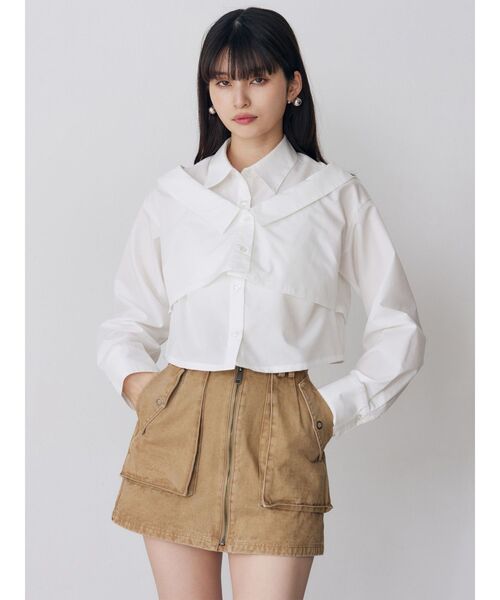 MURUA(ムルーア)の「フロントZIPアウトポケットミニスカート(スカート・レディース・グレー/ベージュ/カーキ・2/1)」の4枚目の写真