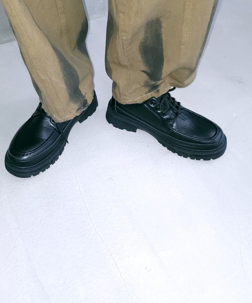 WESTBOY(ウエストボーイ)の「カジュアル フェイクレザー チャンキーヒール ビジネスシューズ WO25W15SH04(スニーカー・メンズ・ブラック・44/43/42/41)」の2枚目の写真