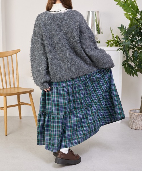 kutir（クティール）の「2wayシャギーリボンカーディガン/ニット（カーディガン/ボレロ・レディース・チャコールグレー/ブルー/アイボリー/ピンク・FREE）」の7枚目の写真