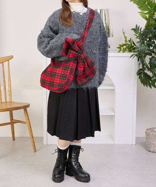 kutir（クティール）の「2wayシャギーリボンカーディガン/ニット（カーディガン/ボレロ・レディース・チャコールグレー/ブルー/アイボリー/ピンク・FREE）」の9枚目の写真