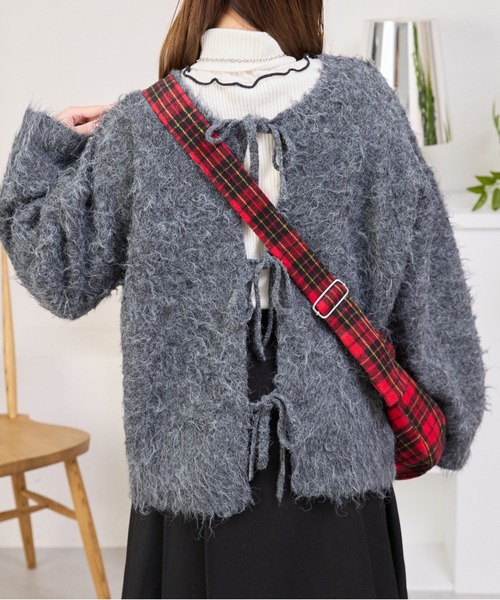 kutir（クティール）の「2wayシャギーリボンカーディガン/ニット（カーディガン/ボレロ・レディース・チャコールグレー/ブルー/アイボリー/ピンク・FREE）」の8枚目の写真