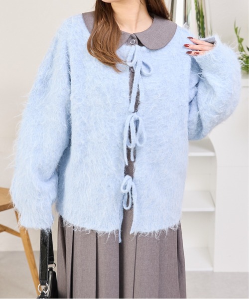 kutir（クティール）の「2wayシャギーリボンカーディガン/ニット（カーディガン/ボレロ・レディース・チャコールグレー/ブルー/アイボリー/ピンク・FREE）」の11枚目の写真