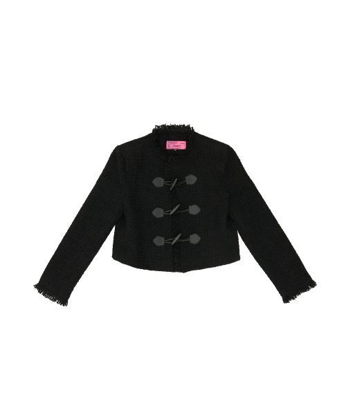 320SHOWROOM(320ショールーム)の「Toggle button Fringe tweed Wool Jacket Black(その他アウター・レディース・その他・SMALL/MEDIUM)」の3枚目の写真