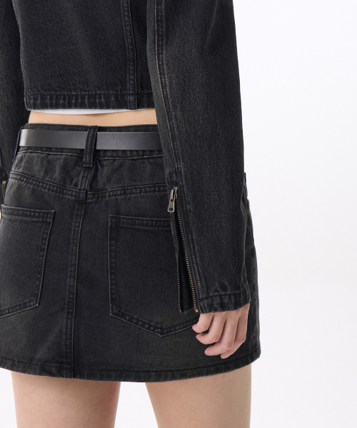 MUSINSA STANDARD WOMAN（ムシンサスタンダードウーマン）の「ウィメンズデニムレーサージャケット[ウォッシュドブラック]（デニムジャケット・レディース・その他・S/M/L）」の7枚目の写真