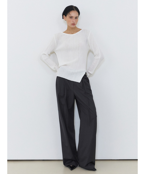 ETMON(エトモン)の「Boat-Neck Ribbed Knit, White(ニット/セーター・レディース・その他・FREE)」の3枚目の写真