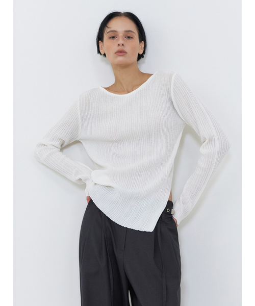 ETMON(エトモン)の「Boat-Neck Ribbed Knit, White(ニット/セーター・レディース・その他・FREE)」の5枚目の写真