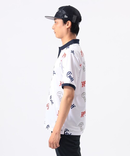 BEAMS GOLF(ビームスゴルフ)の「ORANGE LABEL / 総柄 ロゴ ポロシャツ(ポロシャツ・メンズ・ホワイト/ブラック・MEDIUM/LARGE/X-LARGE/SMALL)」の5枚目の写真