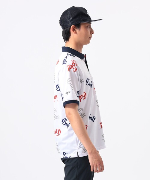 BEAMS GOLF(ビームスゴルフ)の「ORANGE LABEL / 総柄 ロゴ ポロシャツ(ポロシャツ・メンズ・ホワイト/ブラック・MEDIUM/LARGE/X-LARGE/SMALL)」の6枚目の写真