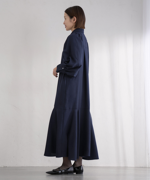&NAVY メランジツイルギャザーワンピース（ワンピース）｜IENA（イエナ