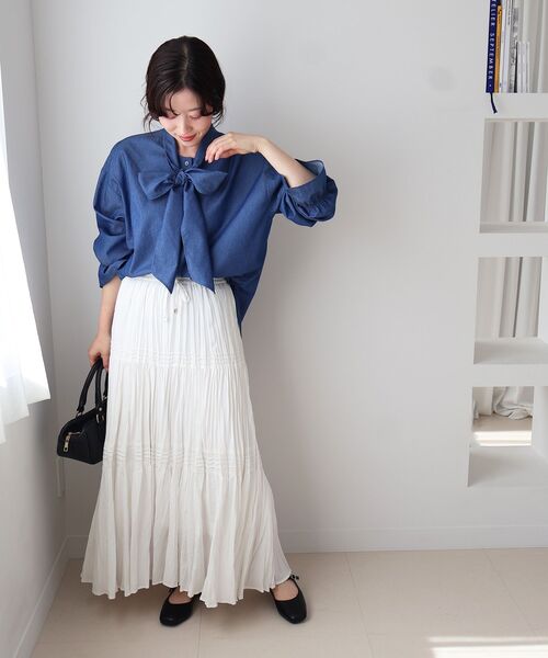 le.coeur blanc（ルクールブラン）の「エアータンブラーランダムプリーツスカート（スカート・レディース・ブラック/ライトグリーン/オフホワイト・38）」の5枚目の写真