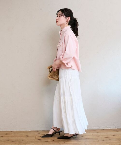 le.coeur blanc（ルクールブラン）の「エアータンブラーランダムプリーツスカート（スカート・レディース・ブラック/ライトグリーン/オフホワイト・38）」の8枚目の写真