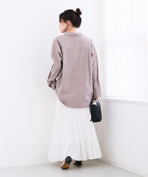 le.coeur blanc(ルクールブラン)の「エンブロイダリー2WAYチェックシャツ(シャツ/ブラウス・レディース・ベージュ系その他2/ピンク系その他2・38)」の6枚目の写真