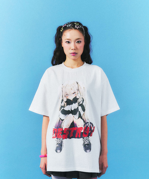 SCHISM INDUCING(スキズムインデューシング)の「DESTROY GIRL T SHIRT WHITE(Tシャツ/カットソー・レディース・その他・M/L)」の1枚目の写真