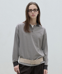 ROLA COLLAR STRIPE T-SHIRT GRAY