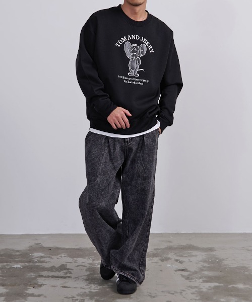 Tom&Jerry(トムアンドジェリー)の「『TOM&JERRY/トムアンドジェリー』TJ クルーネック SWTシャツ 長袖 (スウェット・レディース・ブラック/オートミール・LL/L/M)」の15枚目の写真