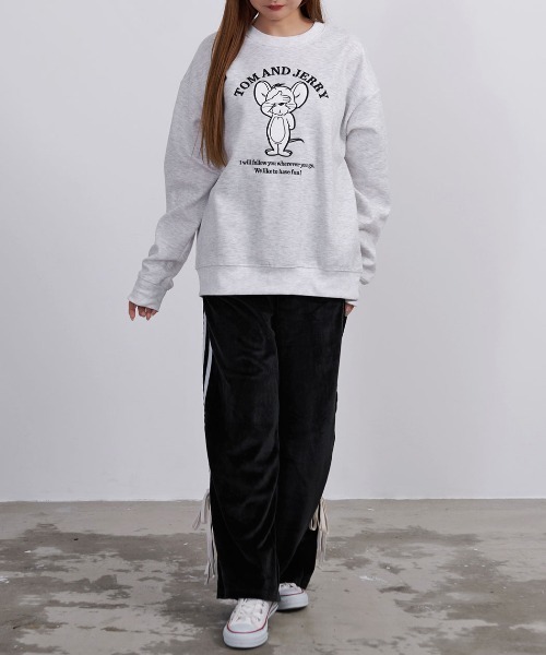 Tom&Jerry(トムアンドジェリー)の「『TOM&JERRY/トムアンドジェリー』TJ クルーネック SWTシャツ 長袖 (スウェット・レディース・ブラック/オートミール・LL/L/M)」の12枚目の写真