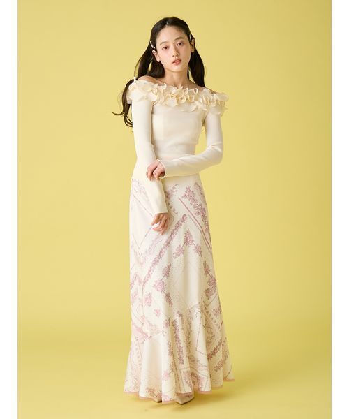 LILY BROWN（リリーブラウン）の「スカーフプリントナロースカート（スカート・レディース・ホワイト/ブルー/ピンク・0/1）」の13枚目の写真