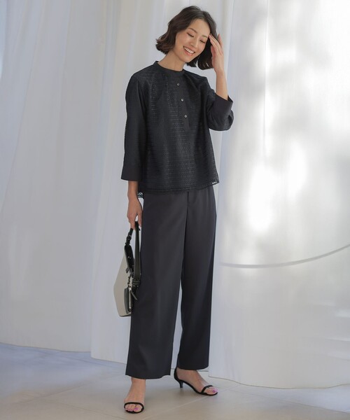 J.PRESS Ladies(J.プレス レディス)の「トロピカルストレッチ ワイド パンツ(その他パンツ・レディース・ライトグレー系/ネイビー系・S/XS)」の5枚目の写真