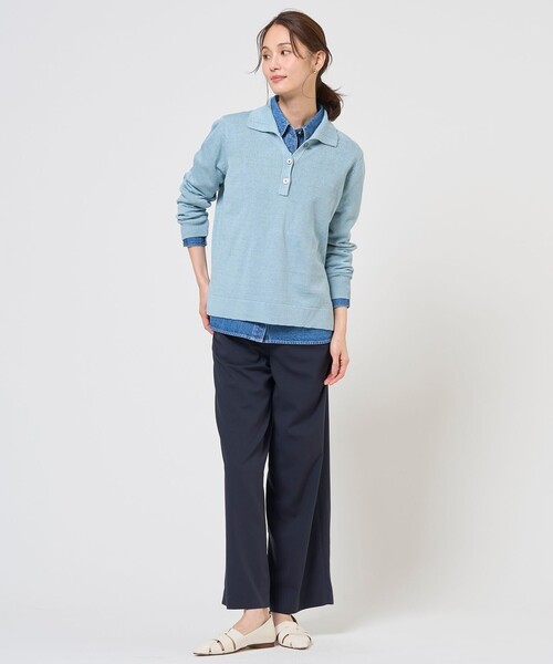 J.PRESS Ladies(J.プレス レディス)の「トロピカルストレッチ ワイド パンツ(その他パンツ・レディース・ライトグレー系/ネイビー系・S/XS)」の6枚目の写真