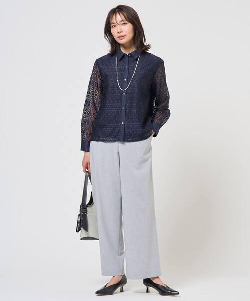 J.PRESS Ladies(J.プレス レディス)の「トロピカルストレッチ ワイド パンツ(その他パンツ・レディース・ライトグレー系/ネイビー系・S/XS)」の10枚目の写真