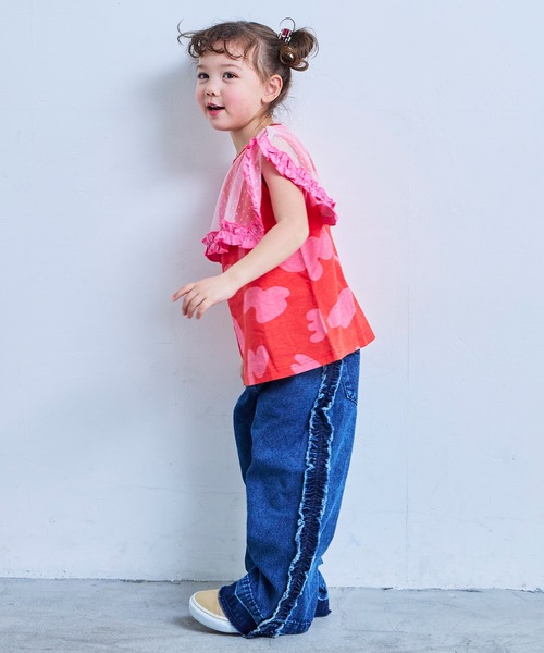 MARKEY'S（マーキーズ）の「チュールカラーノースリーブカットソー（Tシャツ/カットソー・キッズ・レッド/ライトブルー/ブラック/ブルー・100/130/120/110/90）」の7枚目の写真