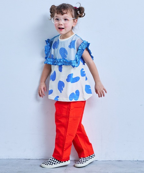 MARKEY'S（マーキーズ）の「チュールカラーノースリーブカットソー（Tシャツ/カットソー・キッズ・レッド/ライトブルー/ブラック/ブルー・100/130/120/110/90）」の9枚目の写真