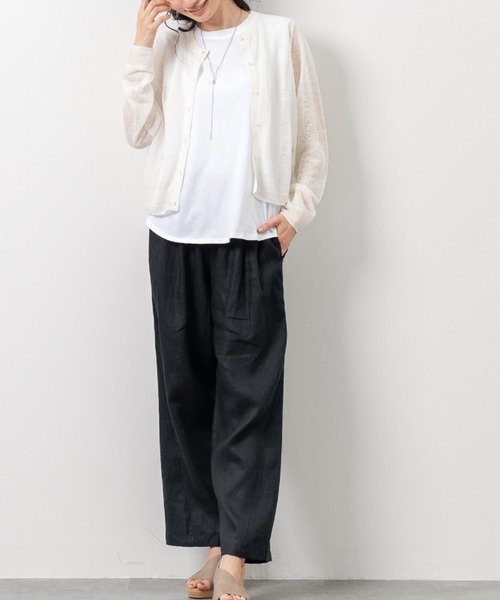 aunt lily(アントリリー)の「フレンチリネン100% スタイリッシュ カーブパンツ リネン 麻 ウエストゴム ドライタッチ 天然素材(その他パンツ・レディース・ブラック/カーキ/ブルーグリーン・LL/3L/S/M/L)」の12枚目の写真