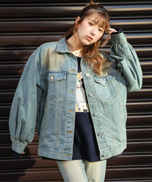 GORGE（ゴージ）の「《オーバーサイズシルエット》デニムジャケット／秋冬春（デニムジャケット・レディース・ブルー/ブルー系その他2/ピンク/ブルー系その他・M）」の3枚目の写真