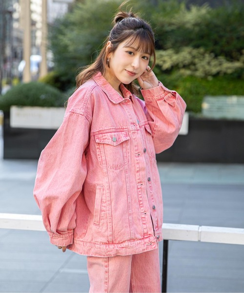 GORGE（ゴージ）の「《オーバーサイズシルエット》デニムジャケット／秋冬春（デニムジャケット・レディース・ブルー/ブルー系その他2/ピンク/ブルー系その他・M）」の17枚目の写真