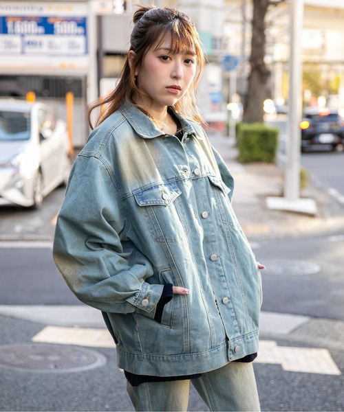 GORGE（ゴージ）の「《オーバーサイズシルエット》デニムジャケット／秋冬春（デニムジャケット・レディース・ブルー/ブルー系その他2/ピンク/ブルー系その他・M）」の12枚目の写真