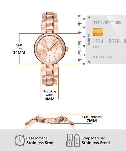 ARMANI EXCHANGE(アルマーニエクスチェンジ)の「アルマーニ・エクスチェンジ 腕時計 レディース アナログ ステンレス AX4408(アナログ腕時計・レディース・ピンクゴールド・FREE)」の7枚目の写真