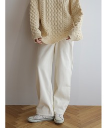 cream tuck denim