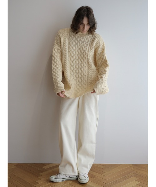 KALENO(カレノ)の「cream tuck denim(デニムパンツ・レディース・アイボリー・FREE)」の9枚目の写真