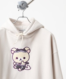 リラックマ こあくま気分 サガラ刺繍 裏起毛ビッグシルエットプルパーカー