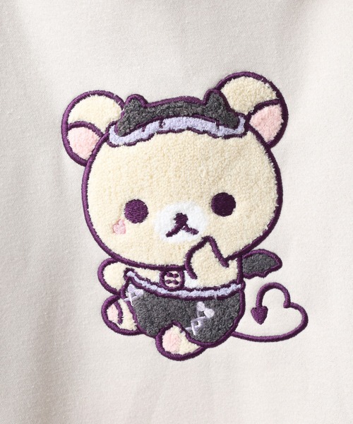 FUNALIVE（ファンアライブ）の「リラックマ こあくま気分 サガラ刺繍 裏起毛ビッグシルエットプルパーカー（パーカー・メンズ・ラベンダー/アイボリー・F）」の3枚目の写真