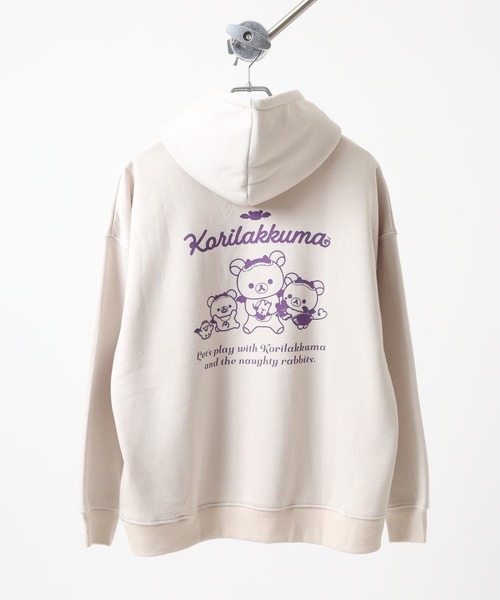 FUNALIVE（ファンアライブ）の「リラックマ こあくま気分 サガラ刺繍 裏起毛ビッグシルエットプルパーカー（パーカー・メンズ・ラベンダー/アイボリー・F）」の7枚目の写真