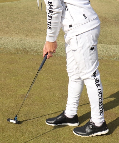 LUXE/R GOLF（ラグジュ ゴルフ）の「(RM)【LUXE/R GOLF】ストレッチ ポンチ コード刺繍 ジョガーパンツ（スウェットパンツ・メンズ・ブラック/杢グレー/ホワイト・X-LARGE/LARGE/MEDIUM）」の2枚目の写真